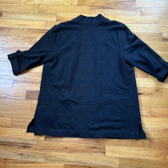 T by Talbots Diamond Textured Open Front Cardigan Black Sz M NWOT - Picture 9 of 11